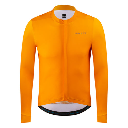 Burst Thermal Mens Performance Long Sleeve Cycling Jersey in Orange by Suarez