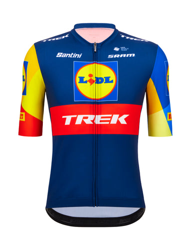 Official 2024 Lidl-Trek Short Sleeve Mens Fan Line Cycling Jersey by Santini