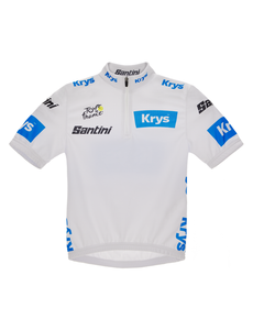 Official Tour de France Best Young Rider Leader Kids White Jersey by Santini