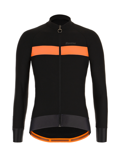 Adapt Wool Blend Long Sleeve Mens Jersey Black/Orange by Santini