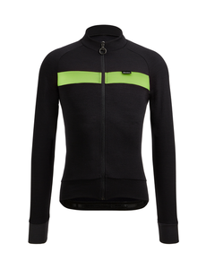 Adapt Wool Blend Long Sleeve Mens Jersey Black/Green by Santini